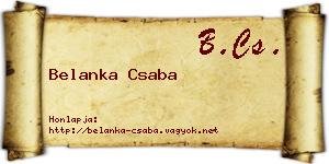 Belanka Csaba névjegykártya